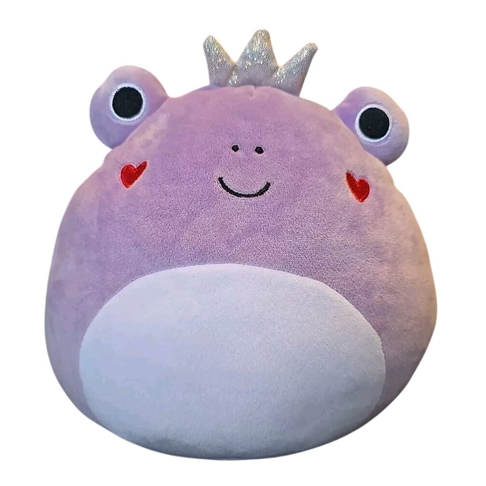 Squishmallows Francine Frog Plush Purple with Crown Valentines Day Hearts